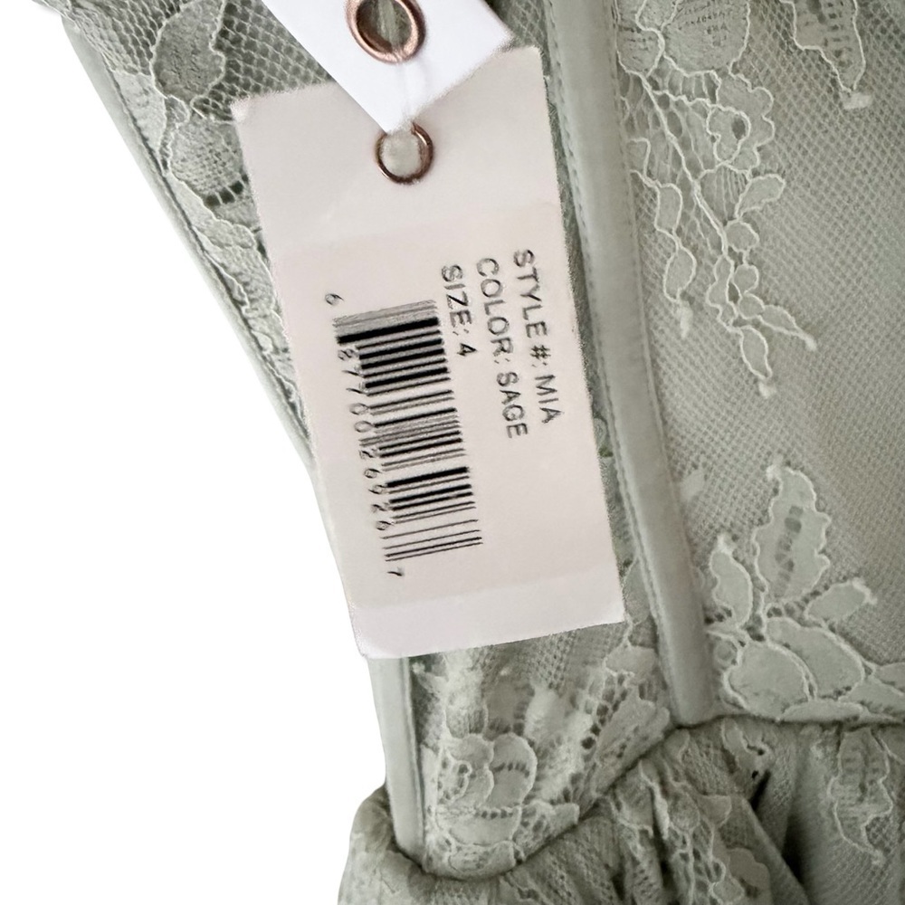 V. Chapman Mia Dress Sage Lace Tiered Midi Dress corset bustier Green Revolve 4 - Picture 8 of 10